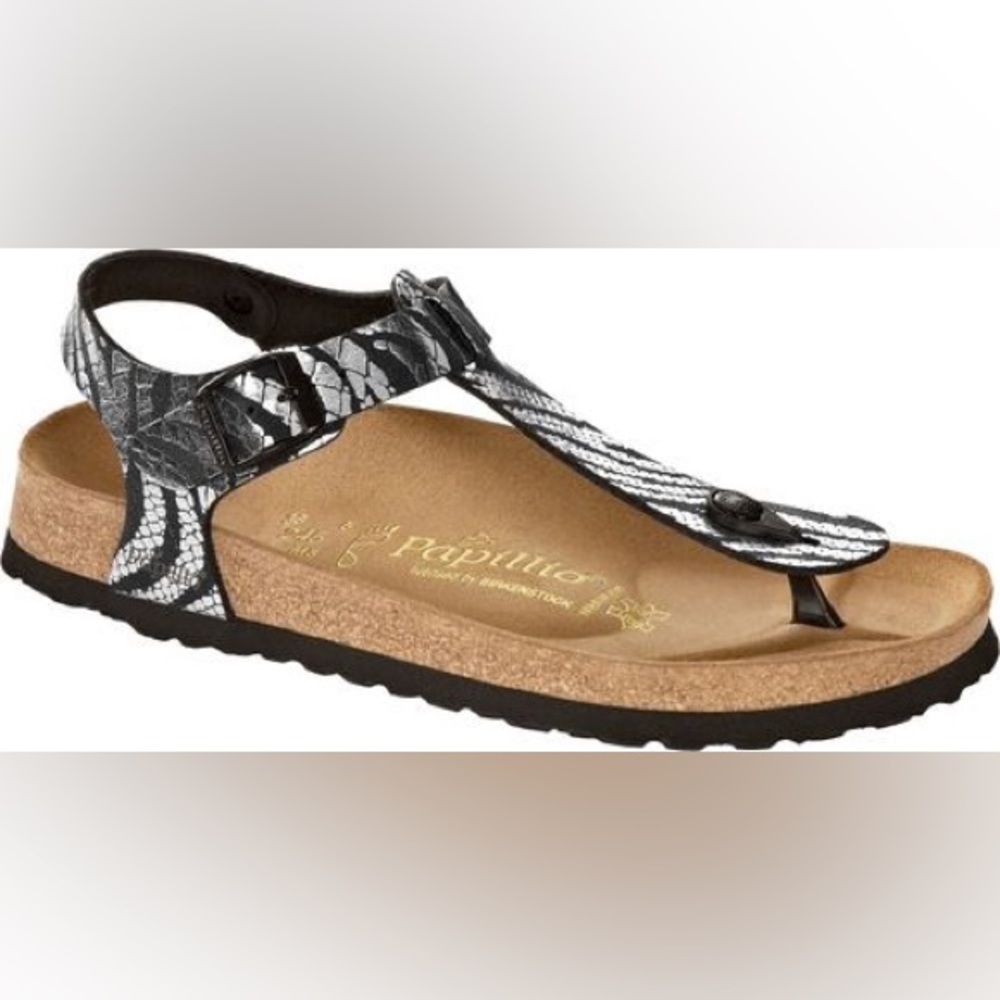 Birkenstock Papillio thong sandal Kairo zebra black silver size 39